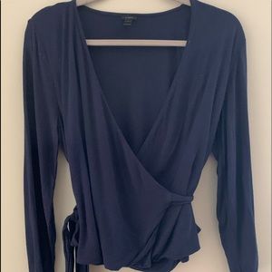 J. Crew Navy Blue wrap blouse